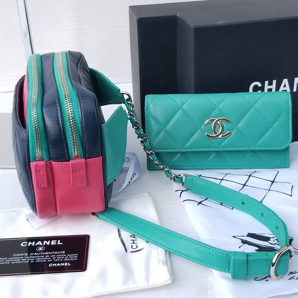 Limited Edition CHANEL Goatskin Quilted Tri-Color In & Out Waist Sling Bag - Picture 10 of 16